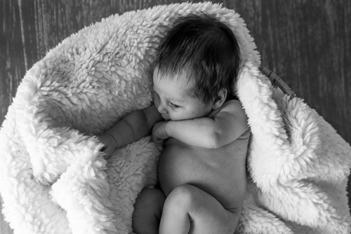 black and white photo of newborn